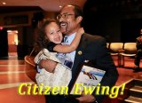 Granddaughter Kya helps Dr. Willie Ewing celebrate as the 2019 Lemoore Chamber of Commerce Citizen of the Year during Friday night's annual Chamber Installation Dinner. 